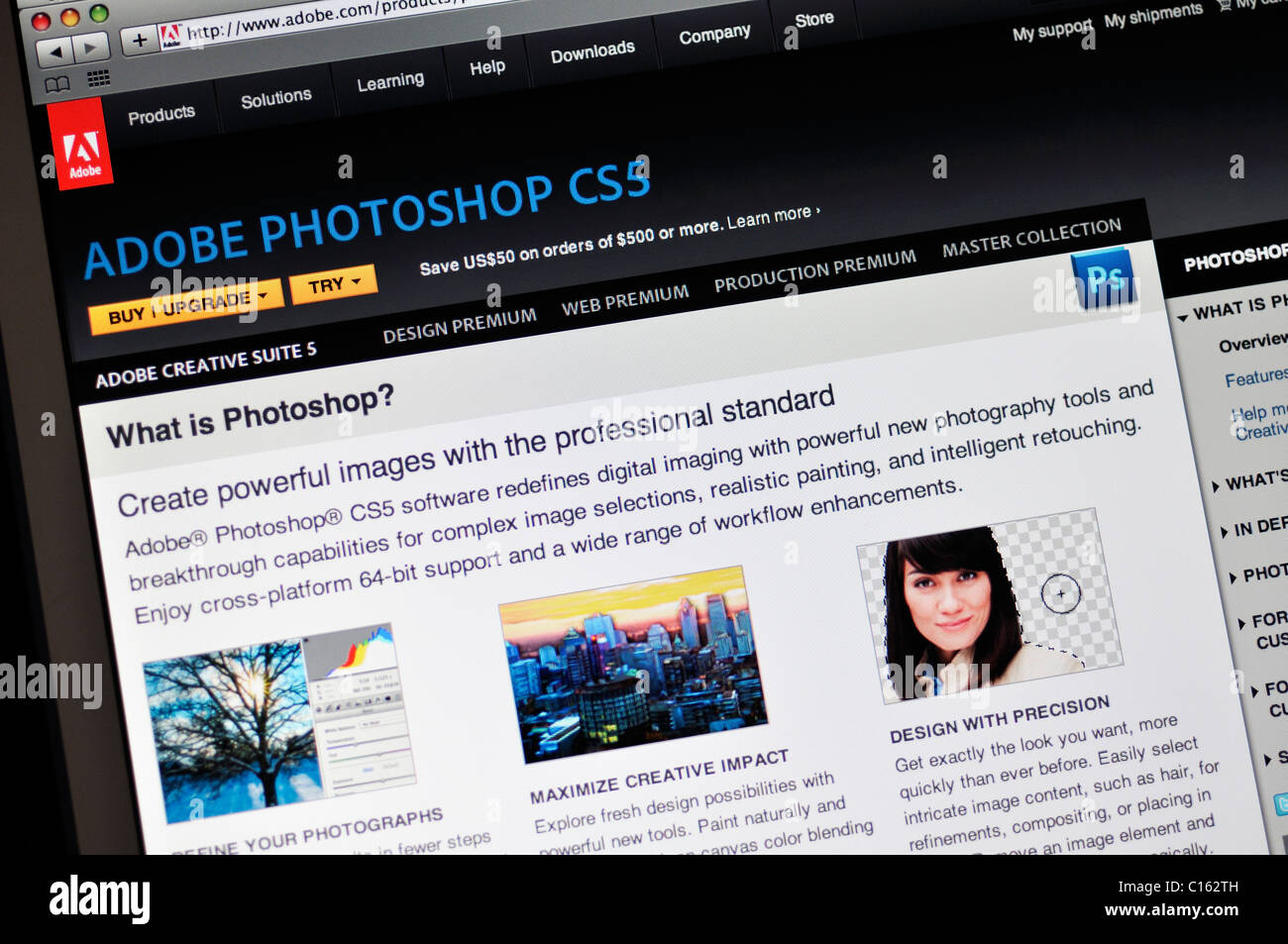 Adobe Photoshop CS5 sito web Foto Stock