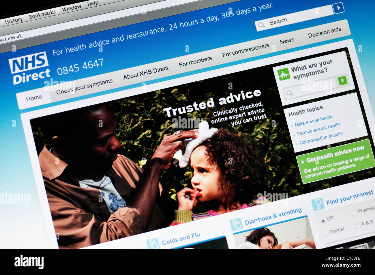 NHS dirette sul sito web Foto Stock