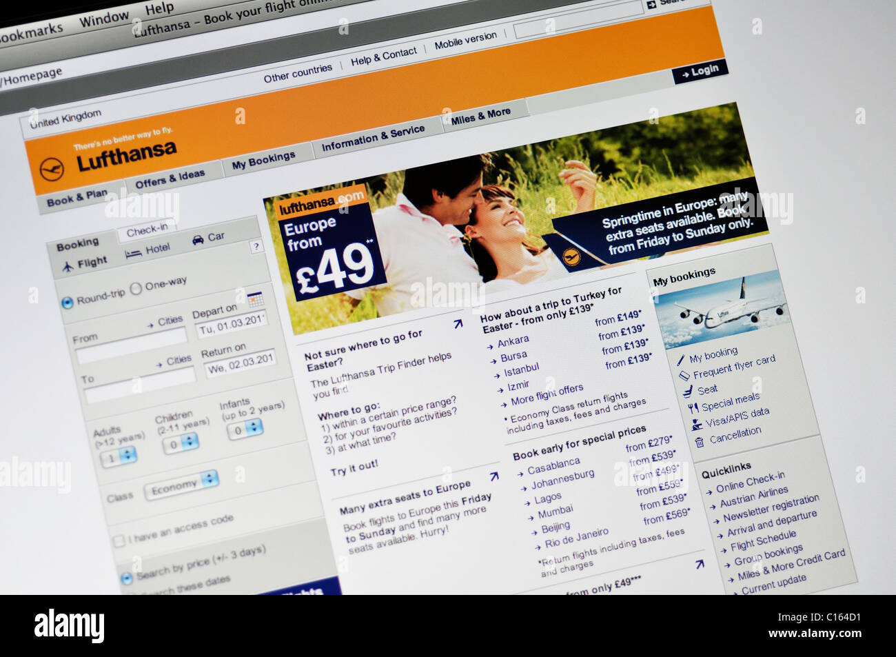 Le compagnie aeree Lufthansa sito web Foto Stock