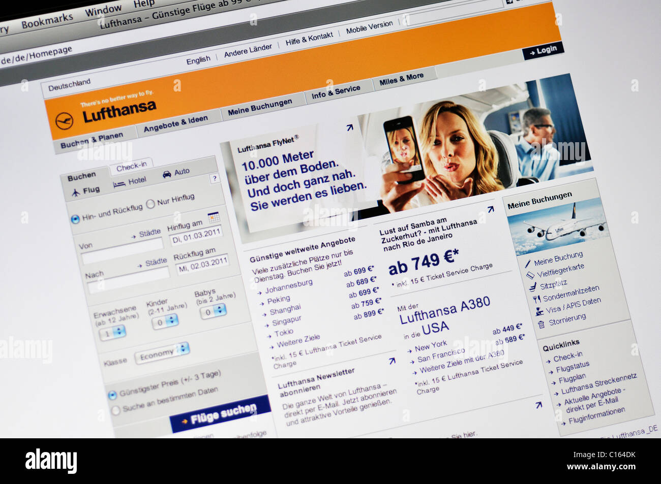 Le compagnie aeree Lufthansa sito web Foto Stock