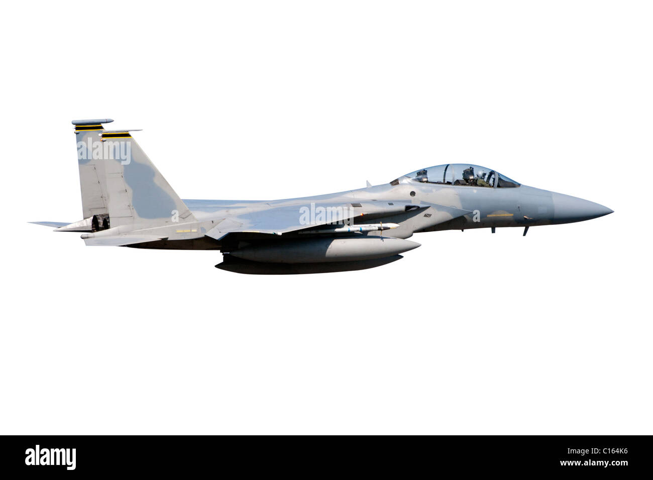 F-15 Eagle jet fighter isolato su bianco Foto Stock
