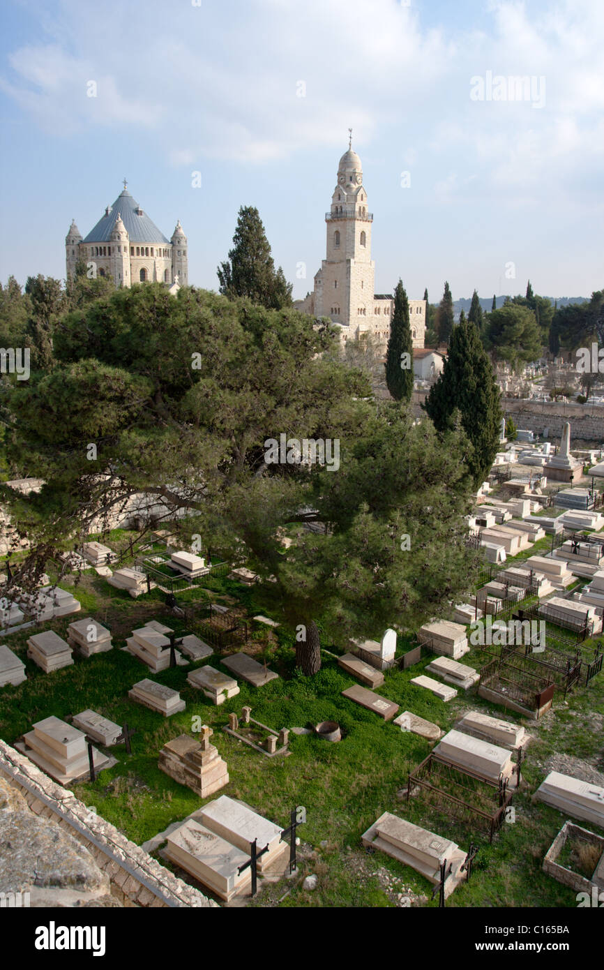 Chiesa della Dormizione sul monte Sion e a Gerusalemme, Israele Foto Stock