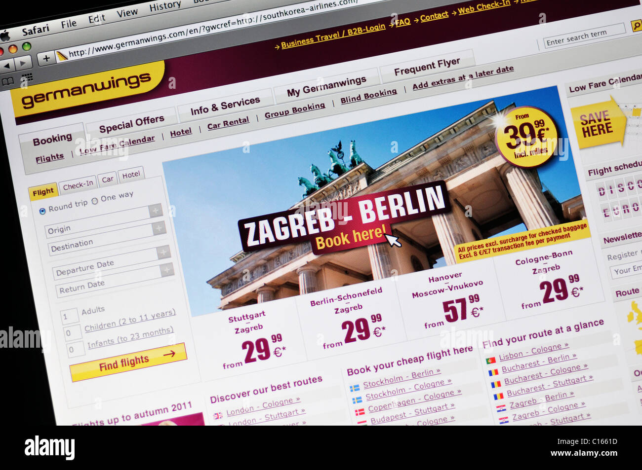 Germanwings compagnie website Foto Stock