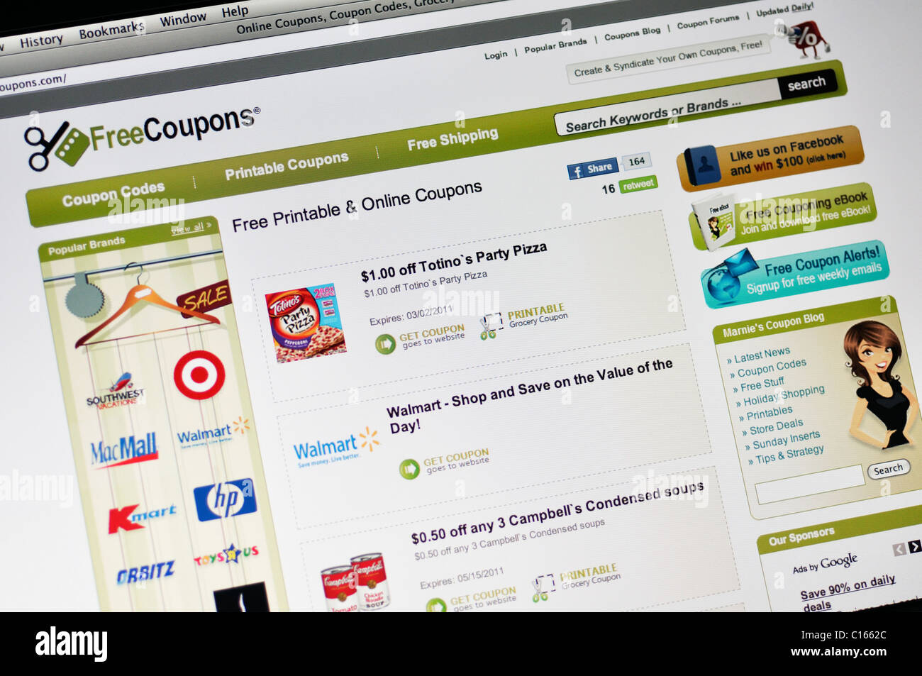 Coupon gratuito sito web - coupon, offerte risparmio online Foto Stock