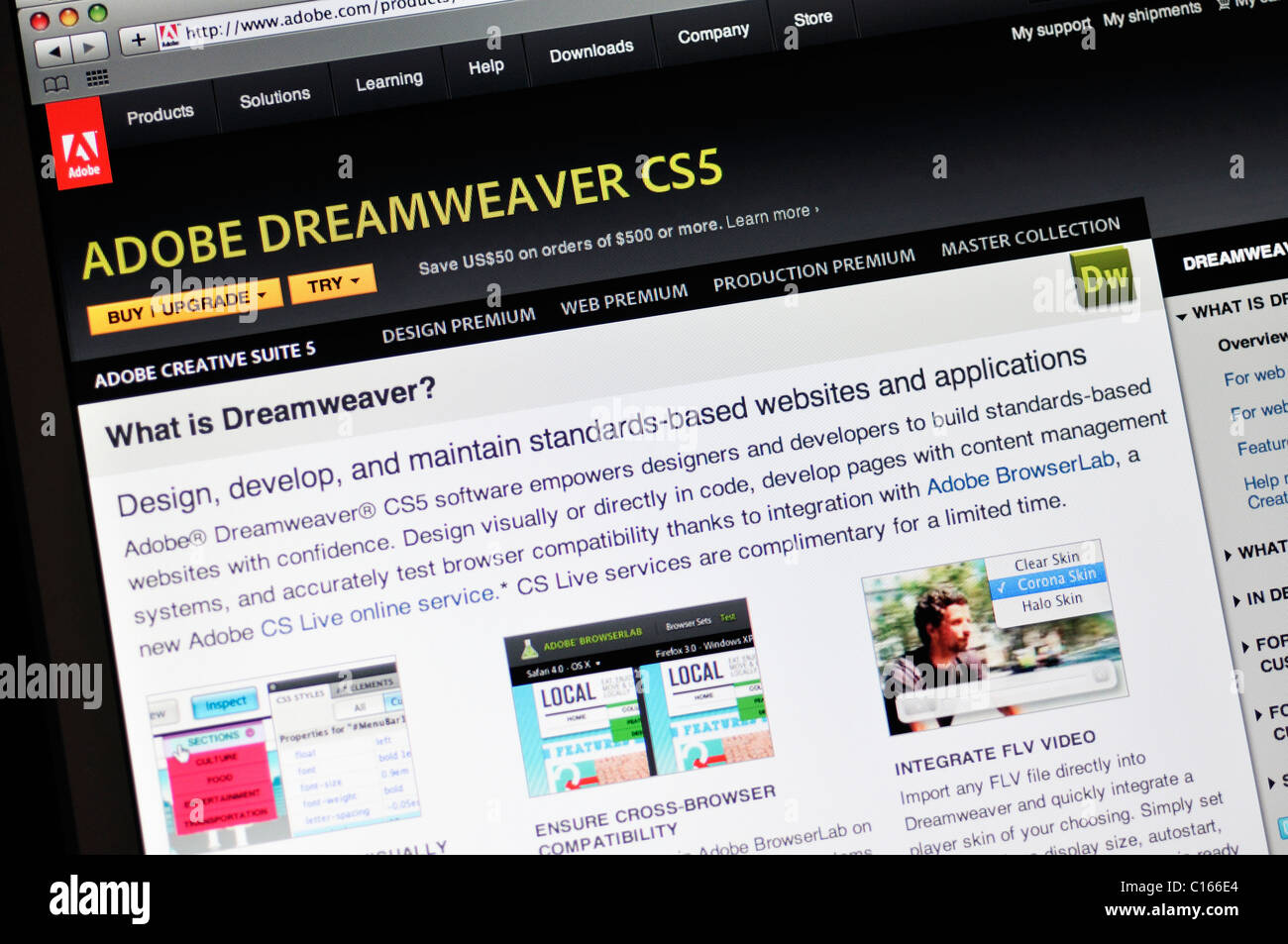 Adobe Dreamweaver website Foto Stock