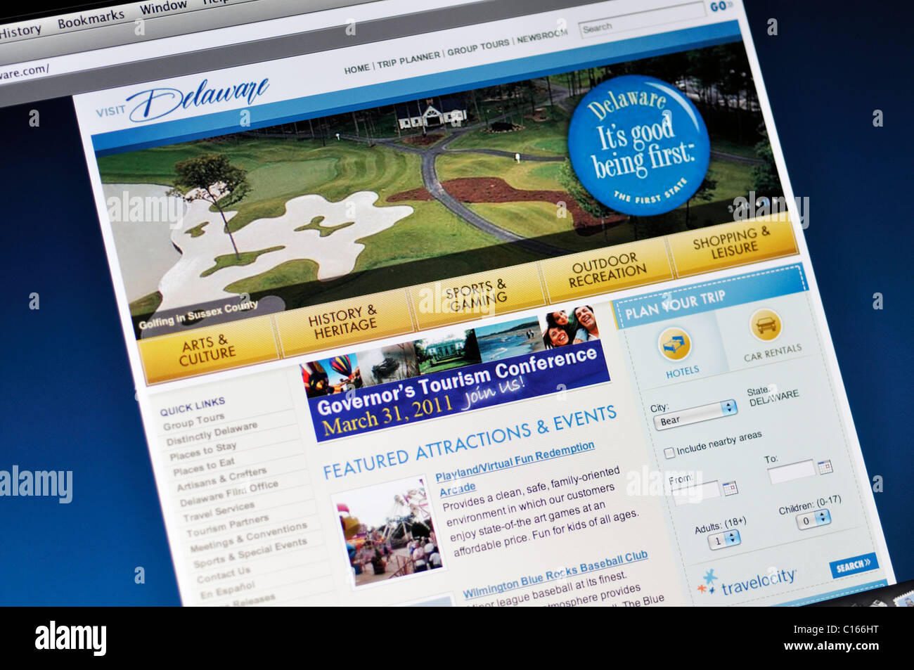 Delaware Stato ufficiale ufficio del turismo Sito web Foto Stock