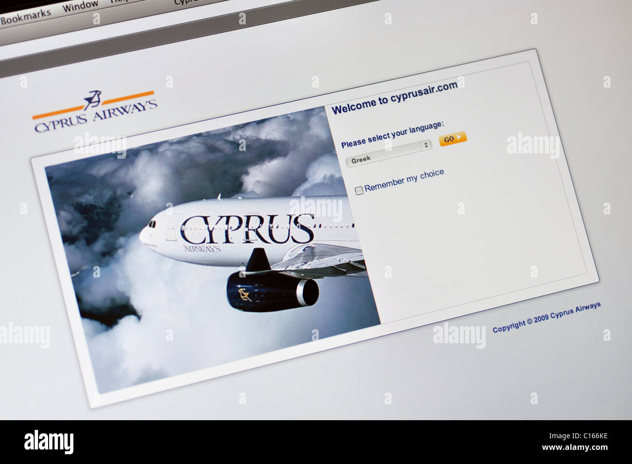 Cipro Compagnie Aeree sito web Foto Stock