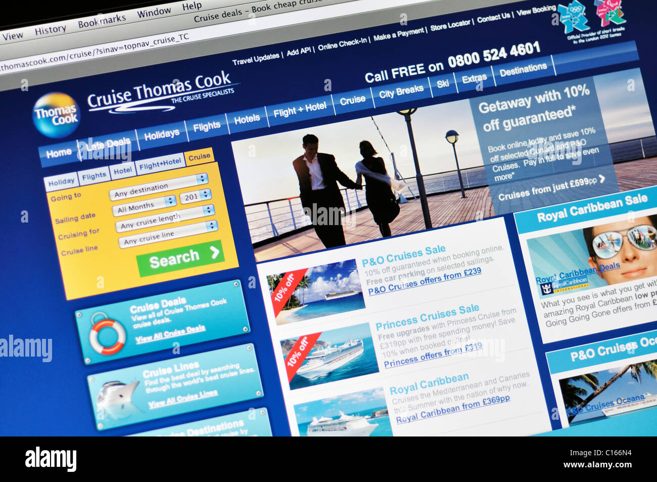 Thomas Cook cruise line sito web Foto Stock