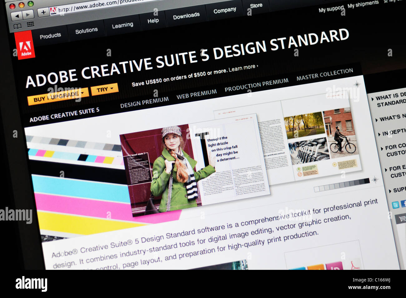 Adobe Creative Suite 5 sito web Foto Stock