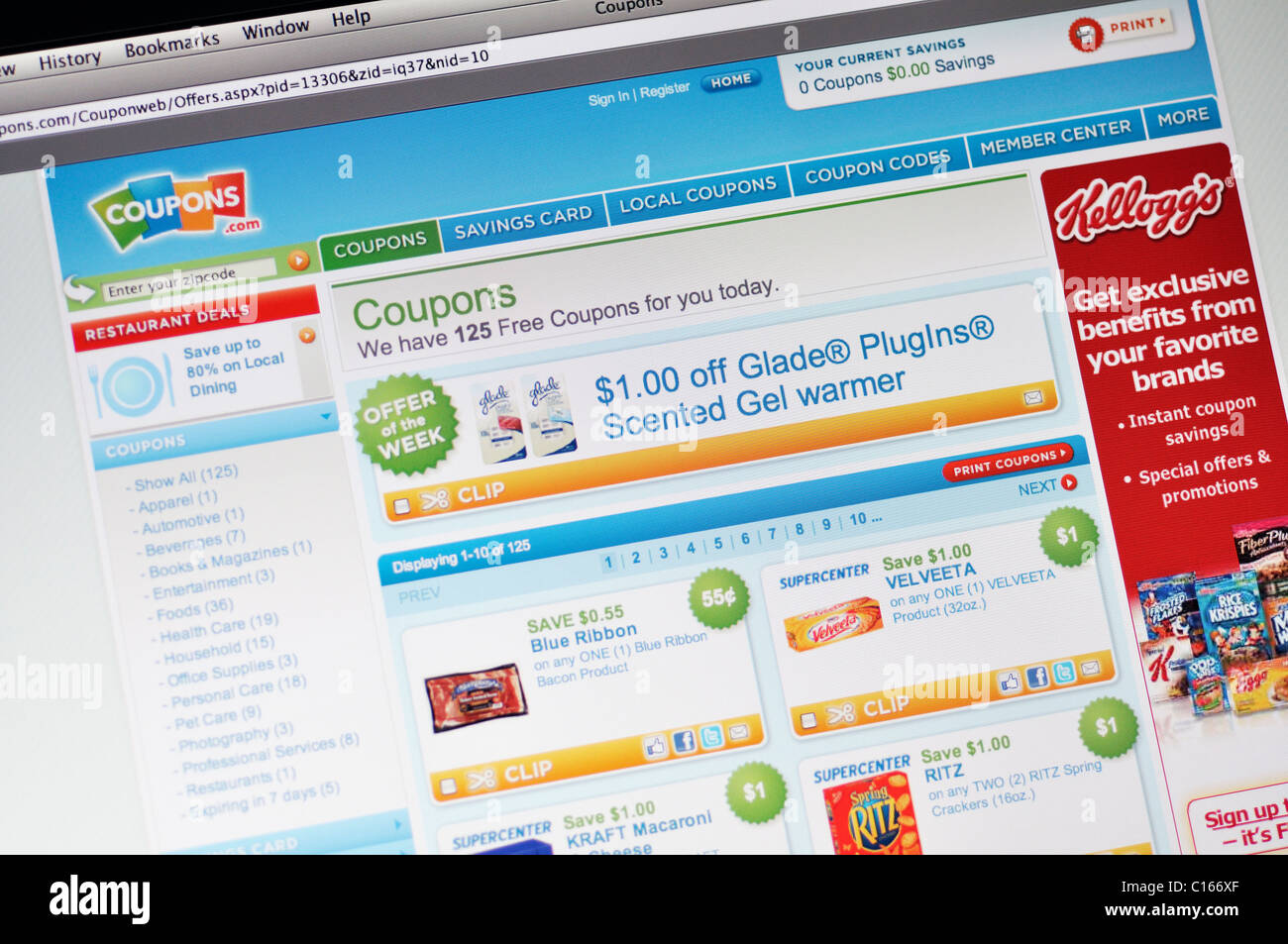 Sito Coupons.com - coupon, offerte risparmio online Foto Stock