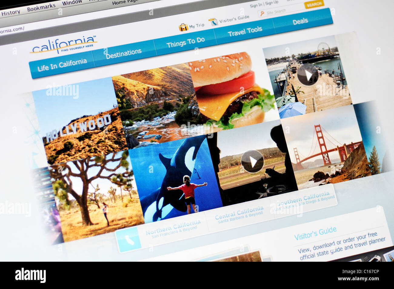 California ufficiale dello stato ufficio del turismo Sito web Foto Stock