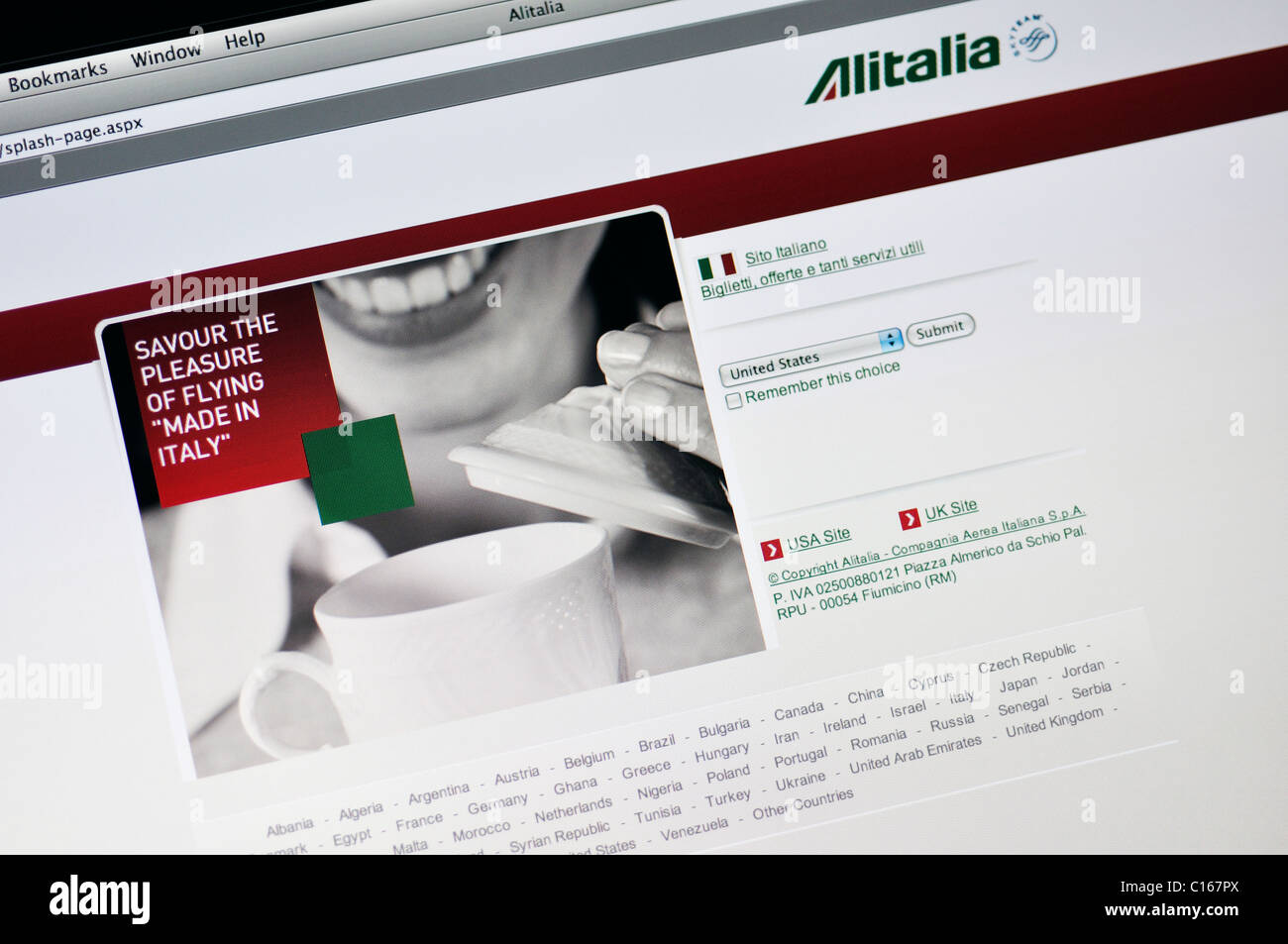 Compagnie aeree AlItalia sito web Foto Stock