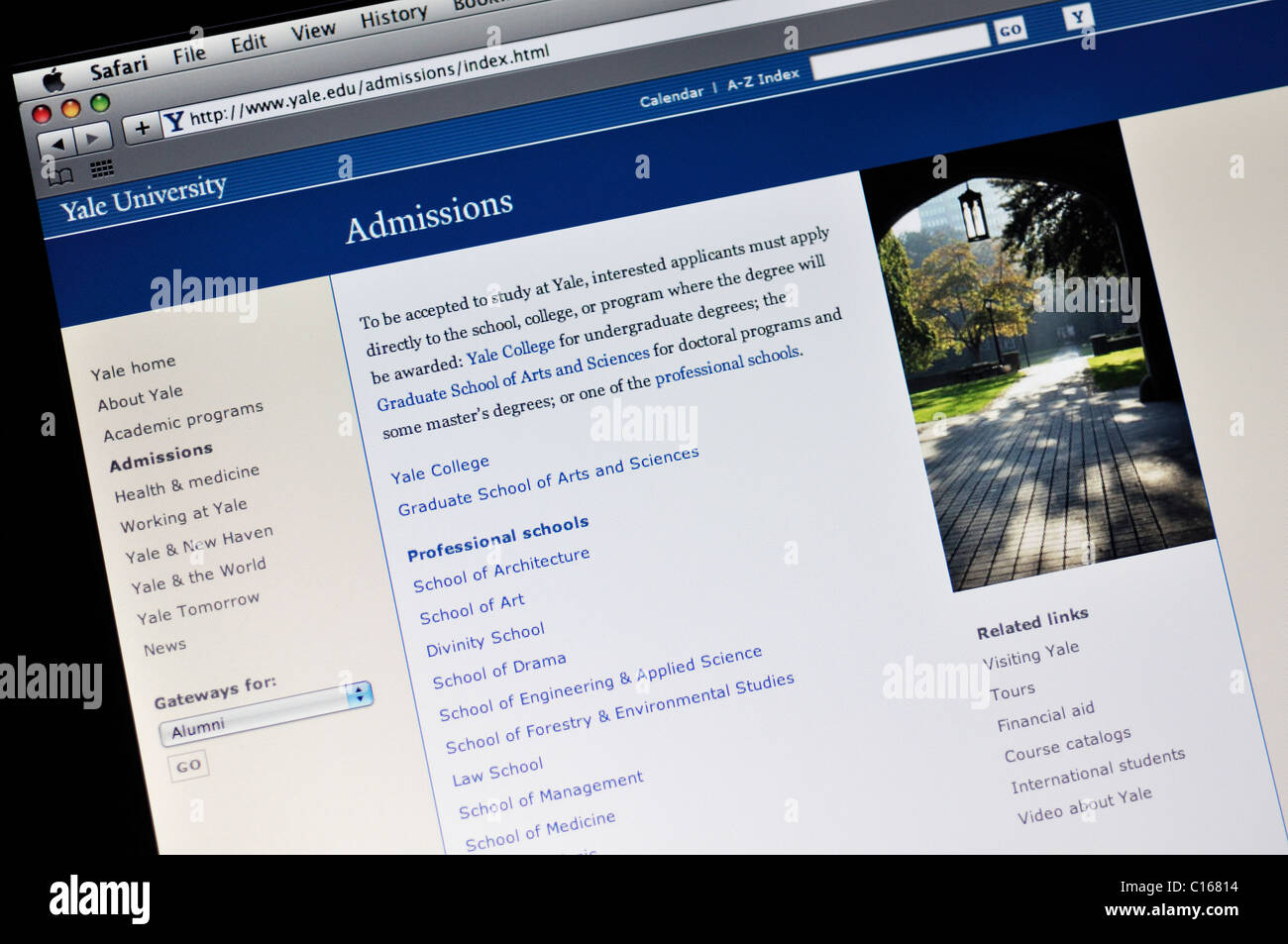 La Yale University sito web Foto Stock