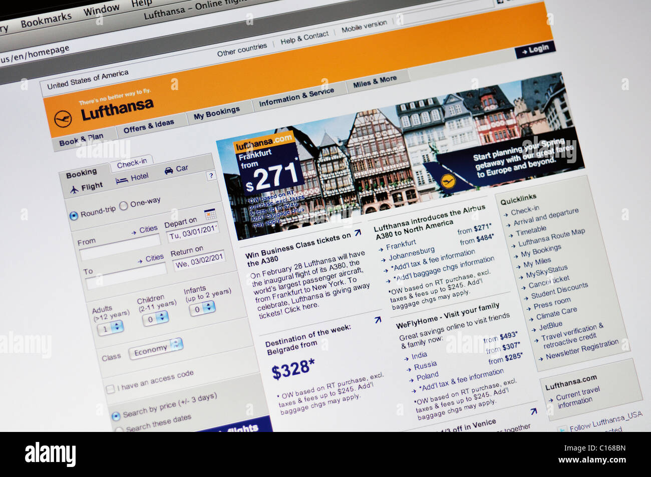 Le compagnie aeree Lufthansa sito web Foto Stock