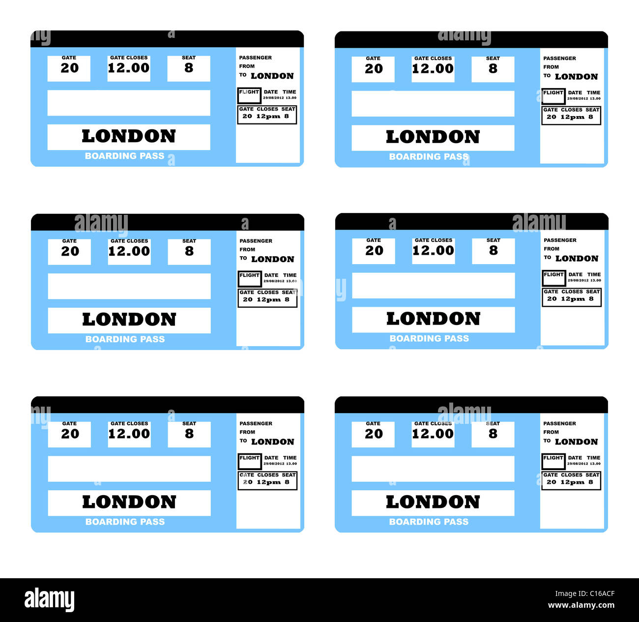 Illustrazione delle Olimpiadi di Londra 2012 concept il biglietto di volo, isolato su sfondo bianco. Foto Stock