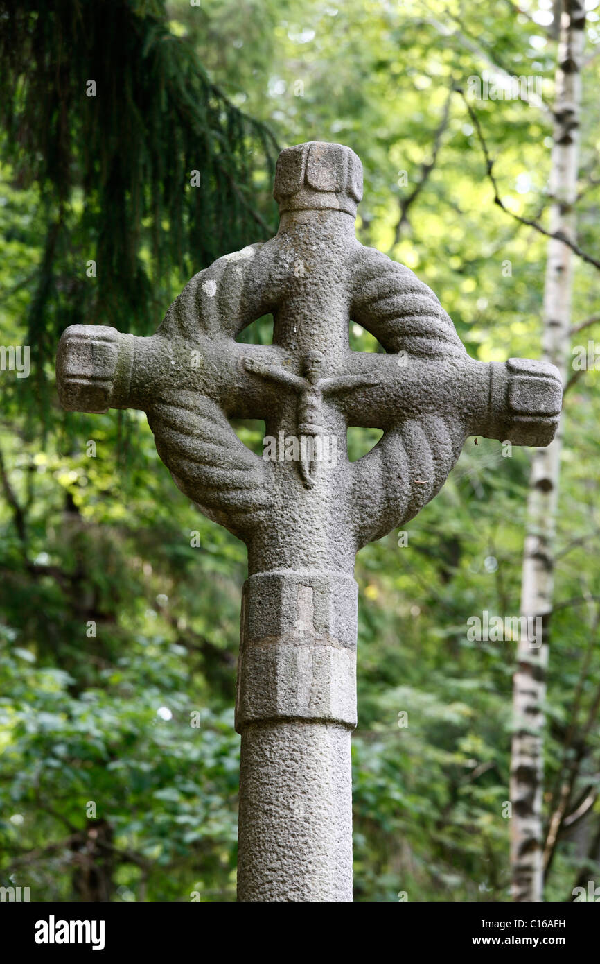 Croce irlandese vicino Bischofheim, Rhoen, bassa Franconia, Baviera, Germania, Europa Foto Stock