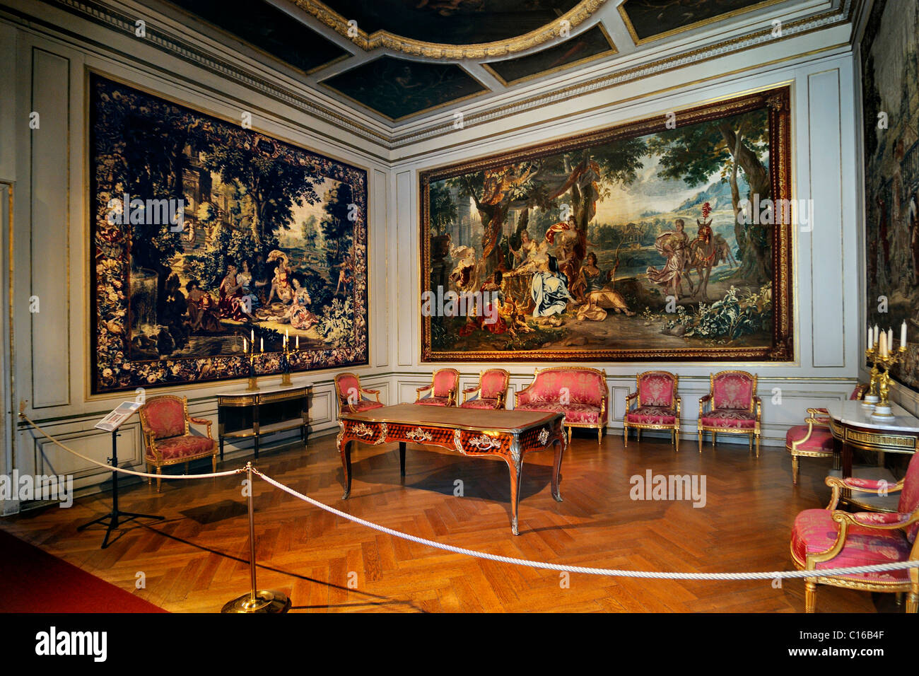 Una sala nel Palazzo Nympenburg, Monaco di Baviera, Germania, Europa Foto Stock