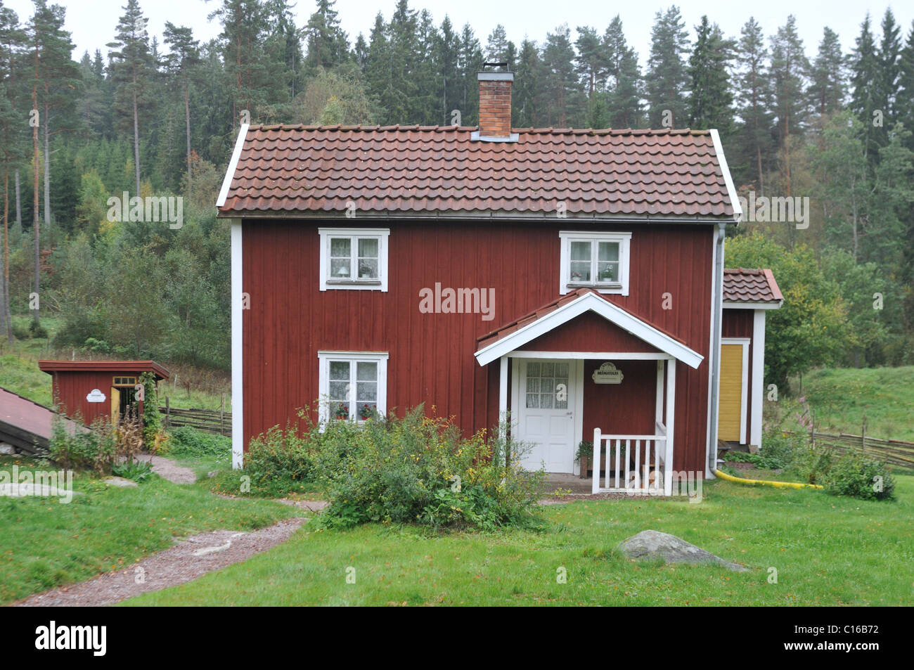 Farm-mani trimestri in cascina Katthult, Smaland Svezia Foto Stock