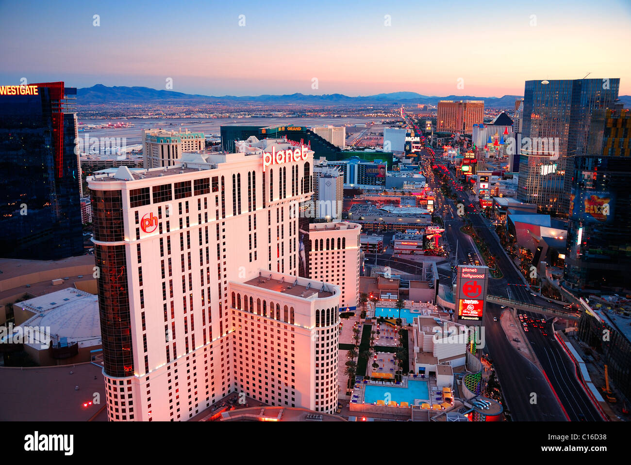 Las Vegas Planet Hollywood Hotel vista aerea su striscia il 4 marzo 2010 a Las Vegas, Nevada. Foto Stock