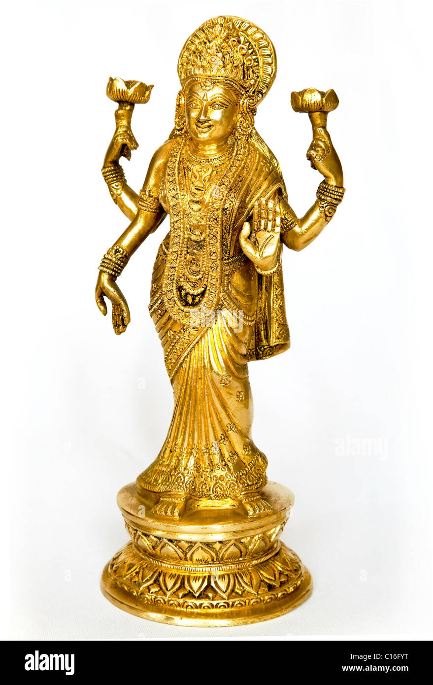 Statua di Laxmi dio indù di fortuna e di ricchezza Foto Stock