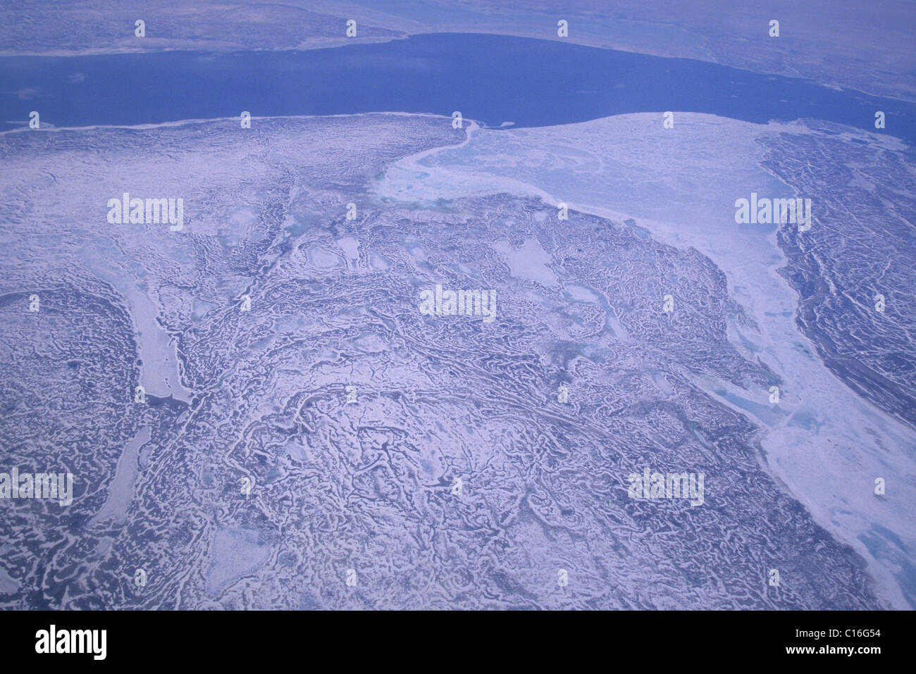 La Groenlandia, punta meridionale, ghiacciaio, vista aerea Foto Stock