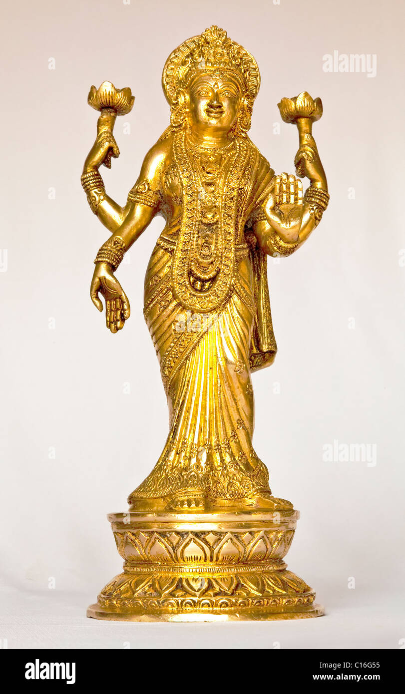 Statua di Laxmi demi indù dio della ricchezza e della fortuna Foto Stock