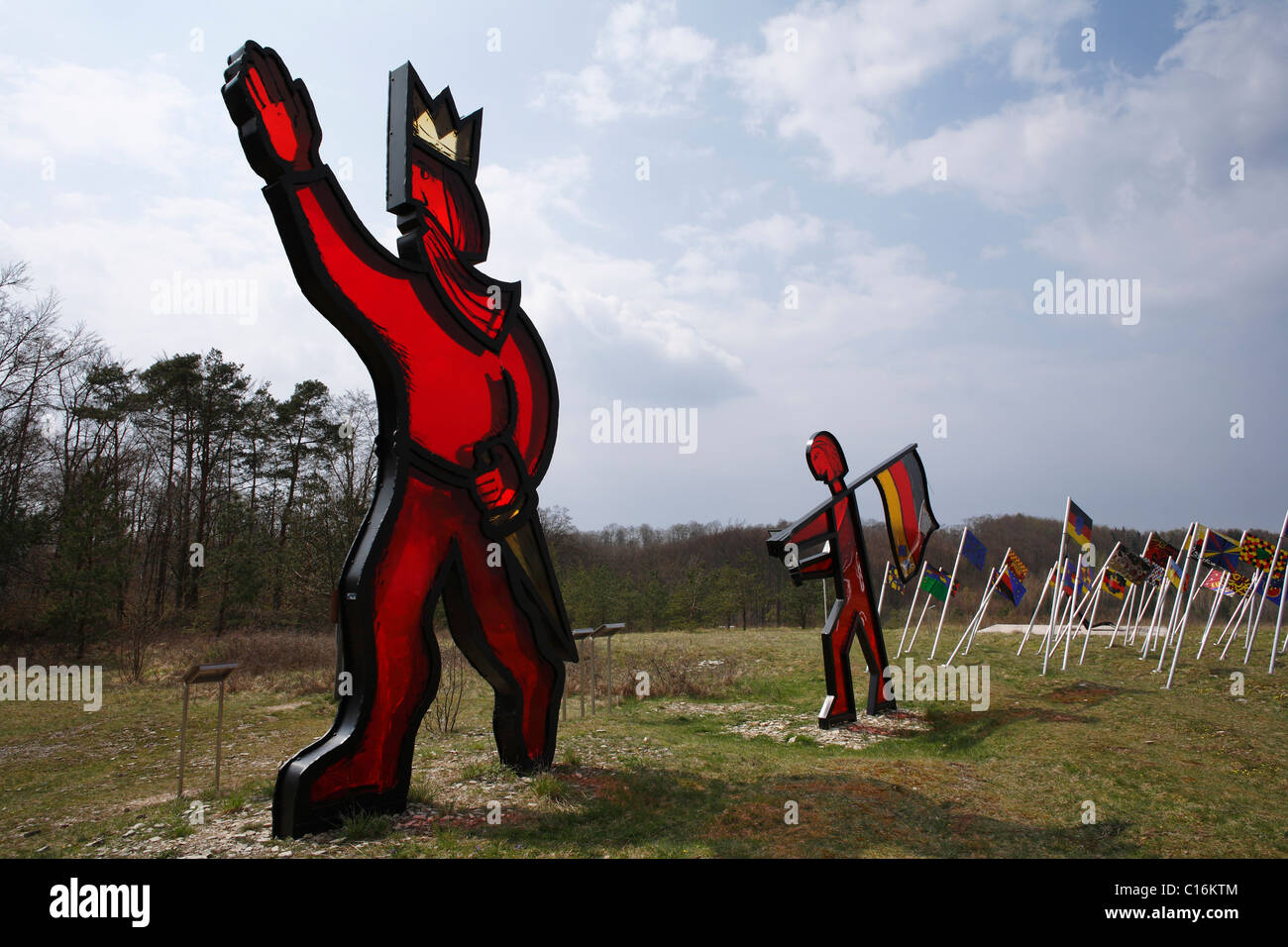 Barbarossa opera d'arte da Herbert cadde, 'Sculpture park' monumento nazionale a unità tedesca su della Turingia/confine bavarese Foto Stock