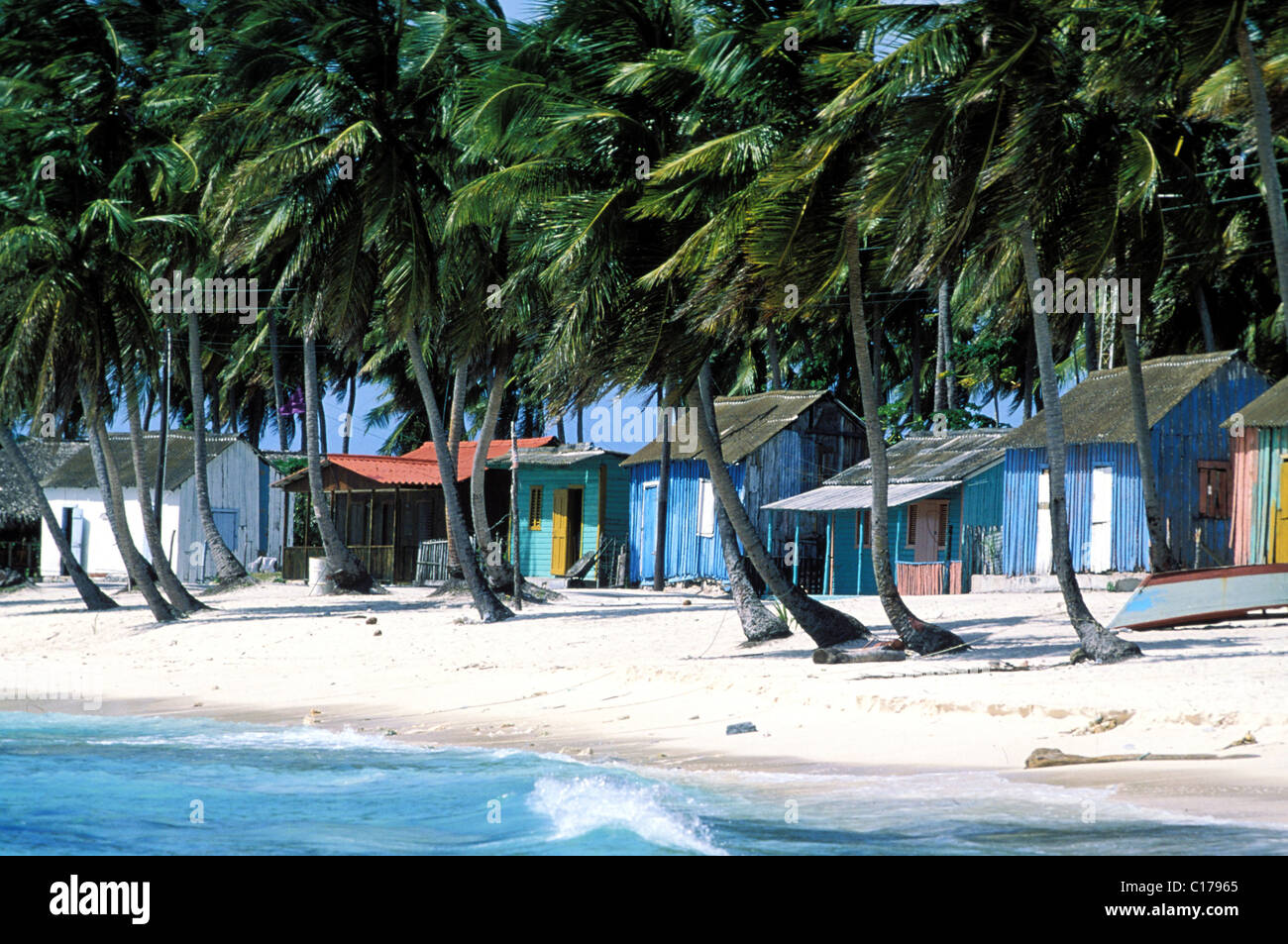 Repubblica Dominicana, Saona Island, Mano Juan, villaggio di pescatori Foto Stock
