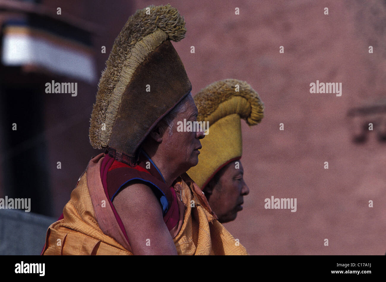 Cina, Tibet, Labrang, i cappucci gialli setta proviene da questo monastero Foto Stock