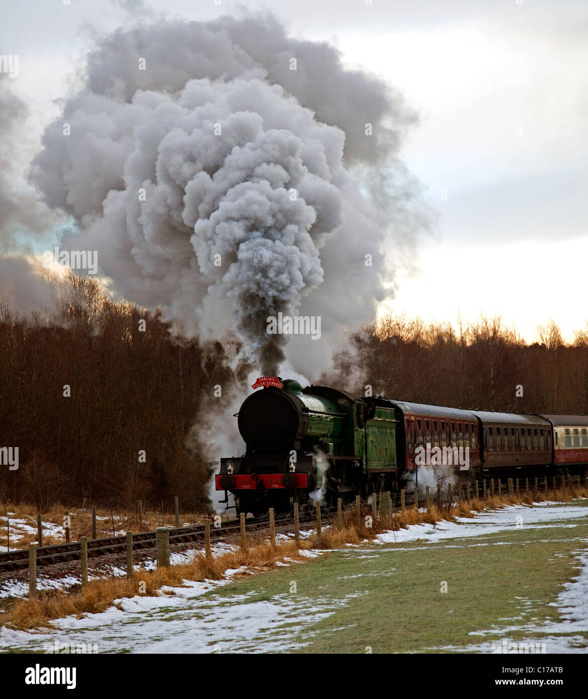 Santa's Polar Express treno a vapore Bo'ness Foto Stock