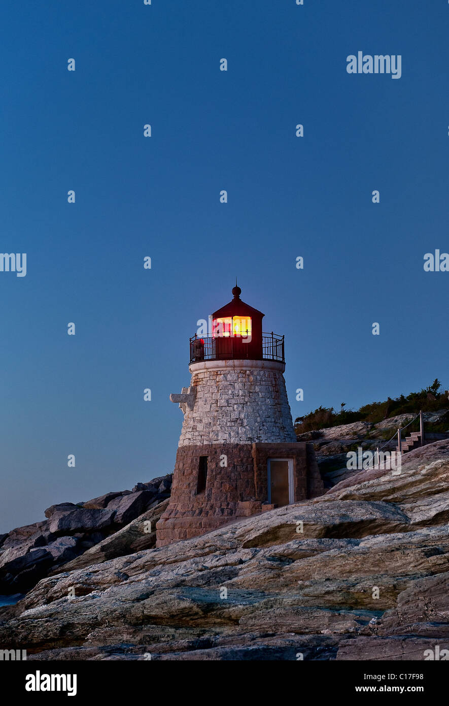 Castle Hill lighthouse, newport, ri, Rhode Island, Stati Uniti d'America Foto Stock