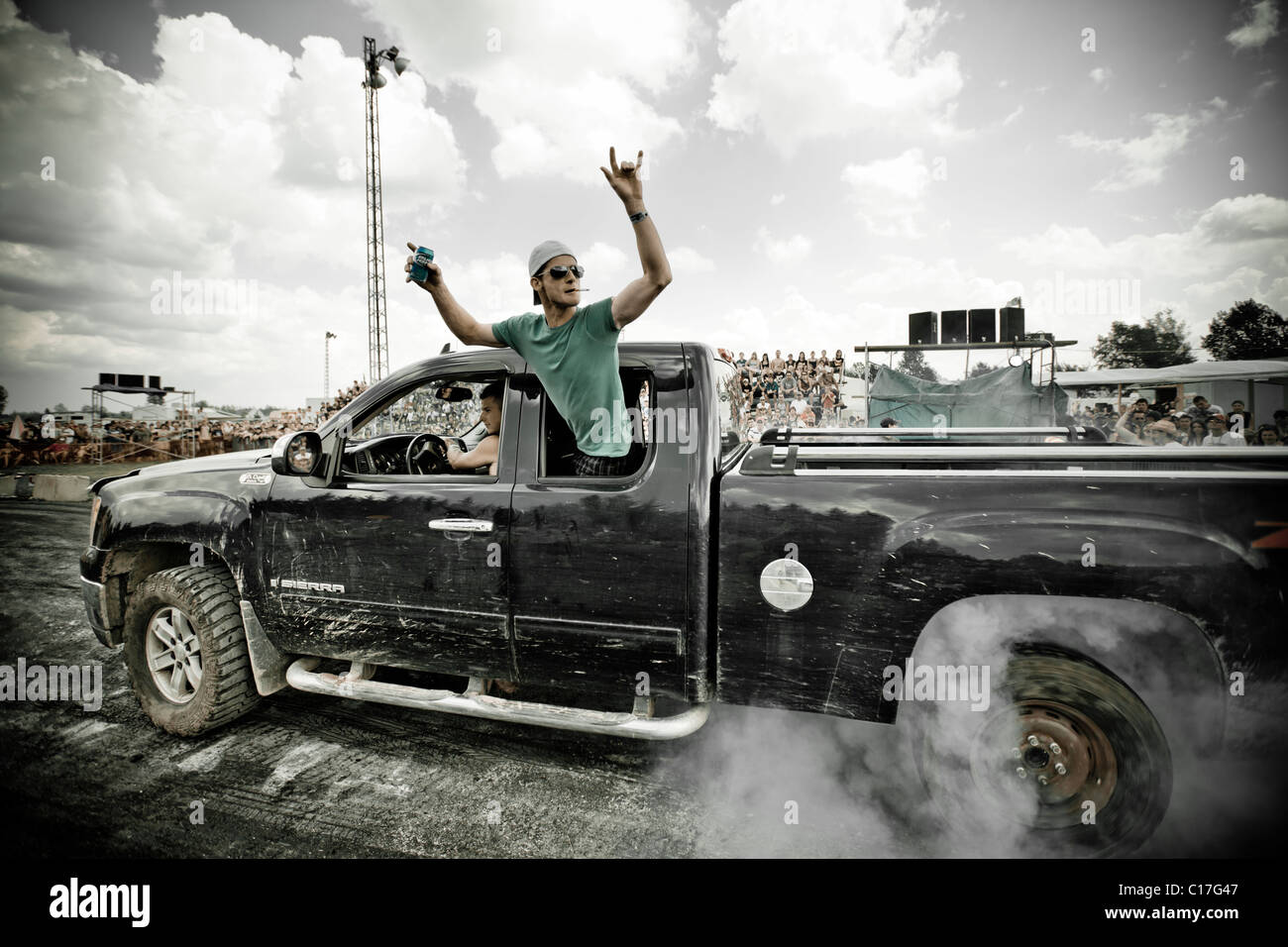 Auto festival di burnout, St-Cyprien Foto Stock