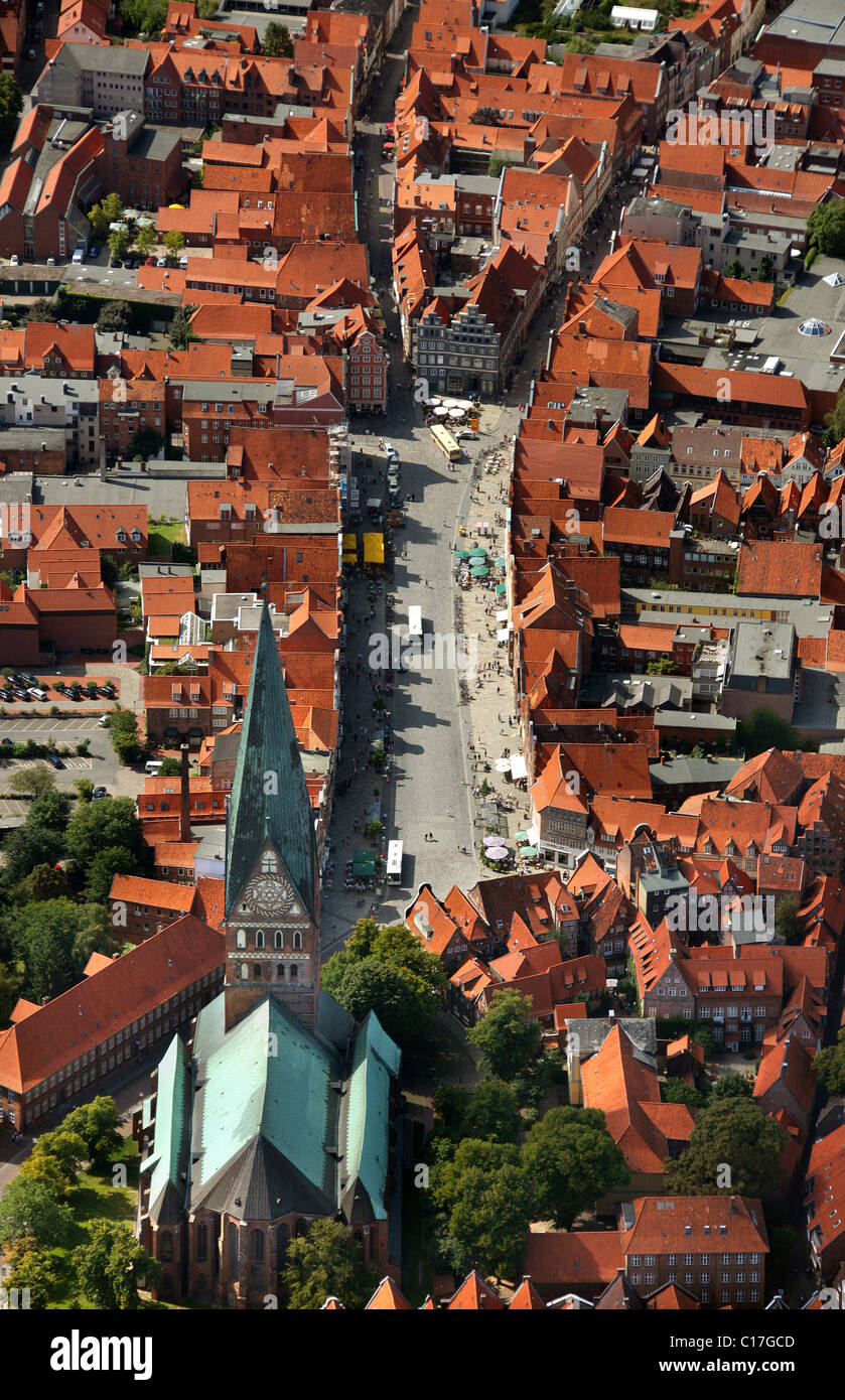 Vista areale, S. Johannis Chiesa, centro città, Lueneburg, Bassa Sassonia, Germania, Europa Foto Stock