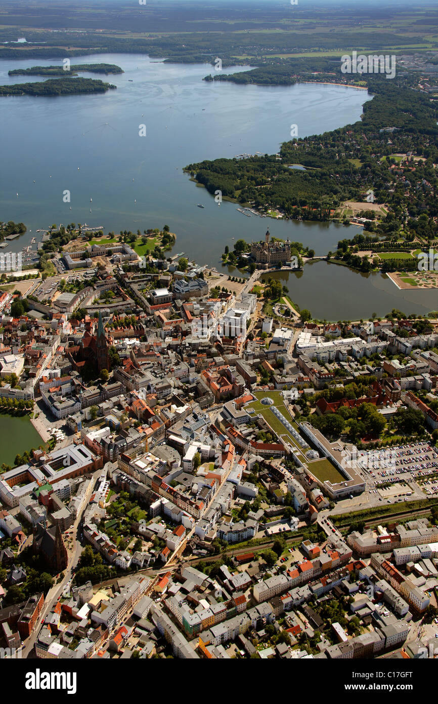 Vista areale, Schwerin, Meclemburgo Lake District, Meclemburgo-Pomerania Occidentale, Germania, Europa Foto Stock
