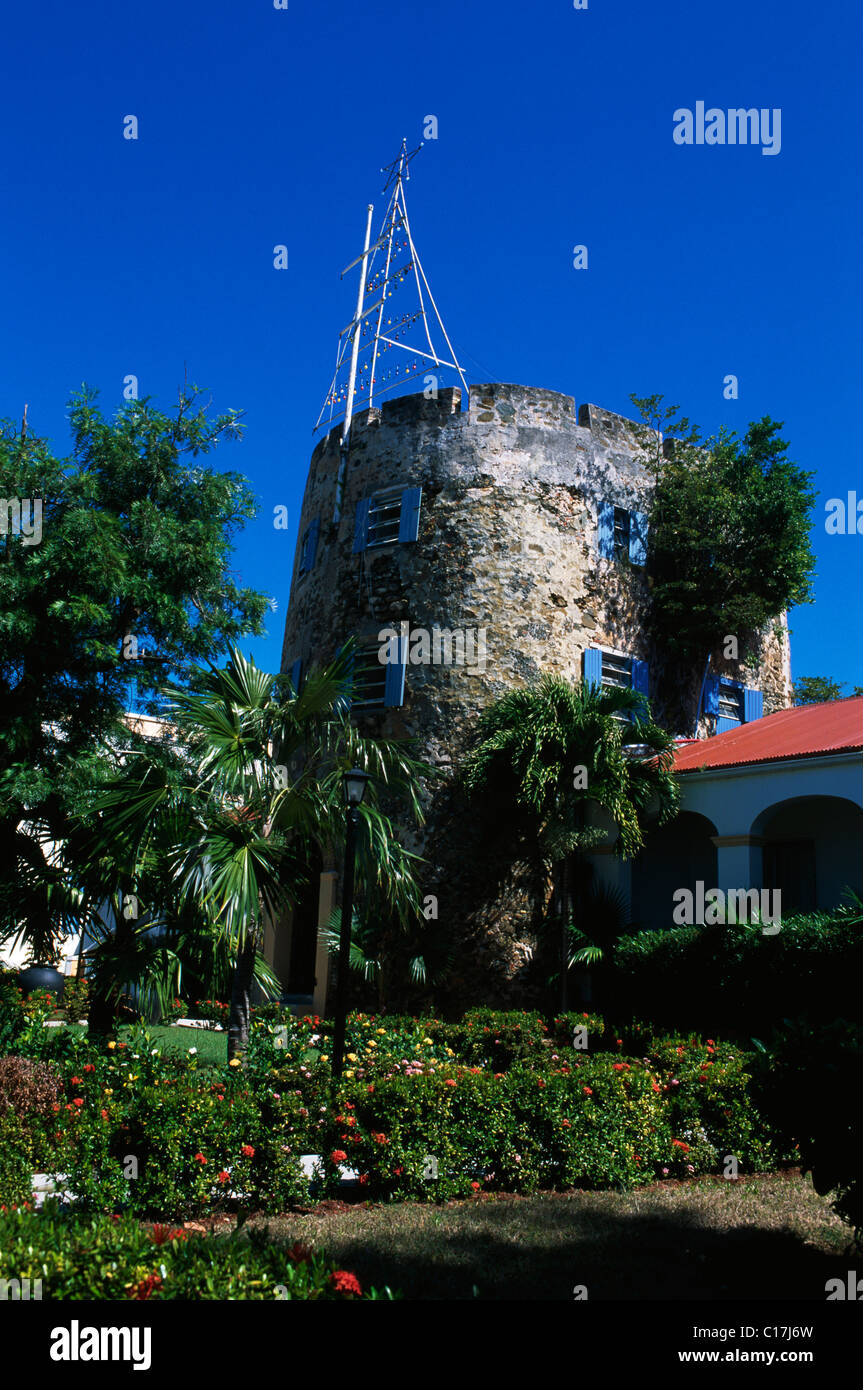 Hotel di Barbablù del Castello e Charlotte Amalie, San Tommaso Isola, Isole Vergini degli Stati Uniti d'America, Caraibi Foto Stock