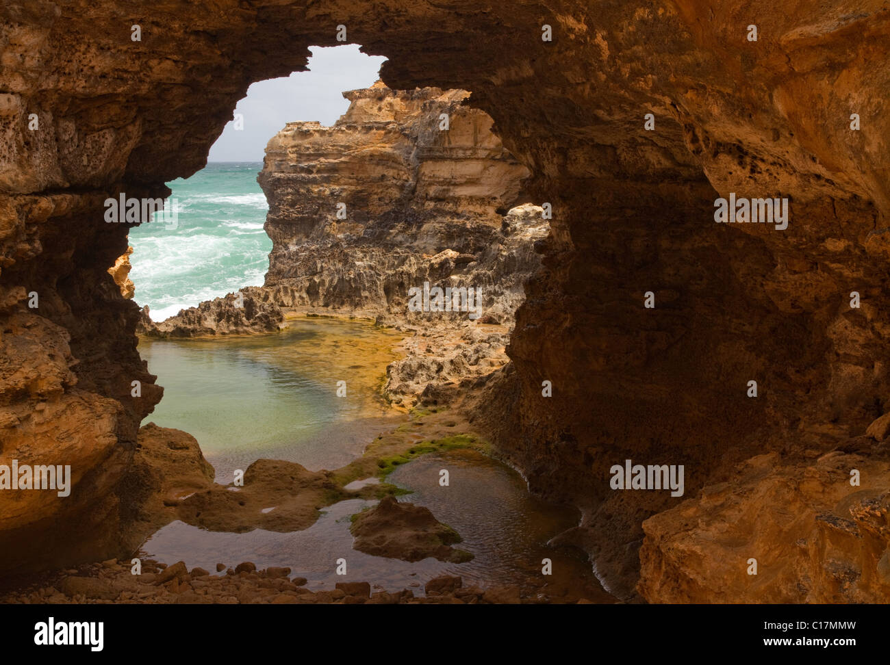 La grotta, Parco Nazionale di Port Campbell, lungo la Great Ocean Road, Victoria, Australia Foto Stock