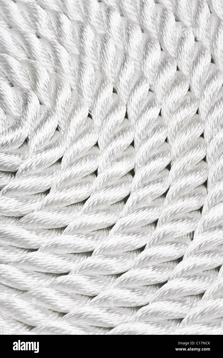 Close-up di una fune di bianco arricciato e riempiendo il telaio Foto Stock