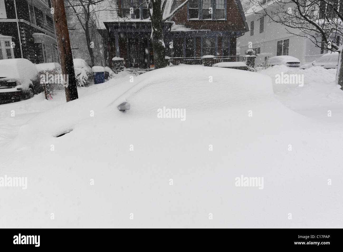 2011 Gennaio blizzard in New Haven, che vide nevicata record per il mese di gennaio. Foto Stock