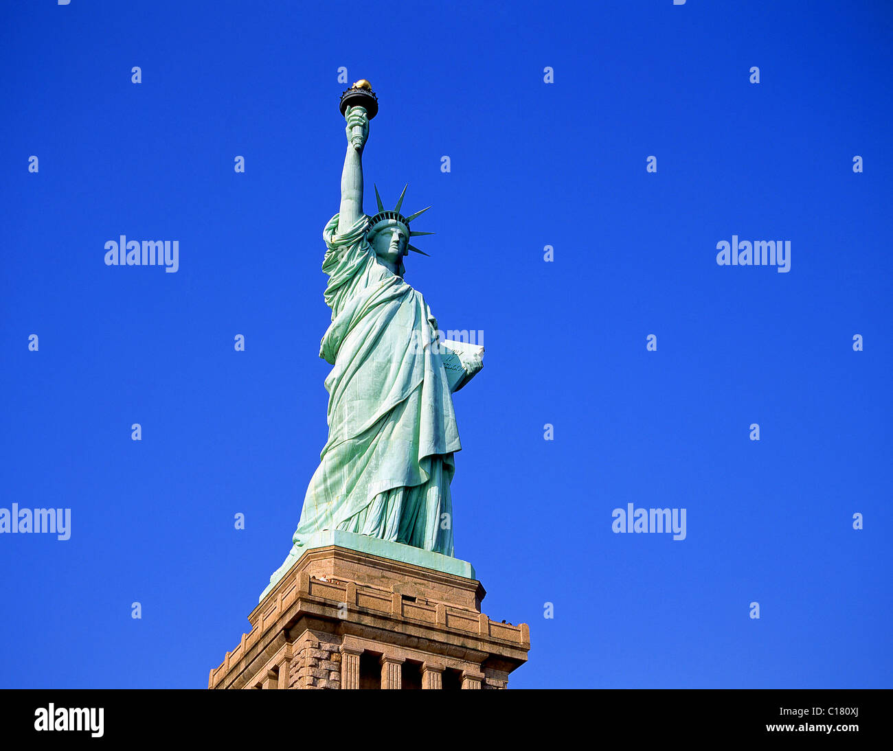 Statua della Libertà monumento nazionale, Liberty Island, New York, nello Stato di New York, Stati Uniti d'America Foto Stock