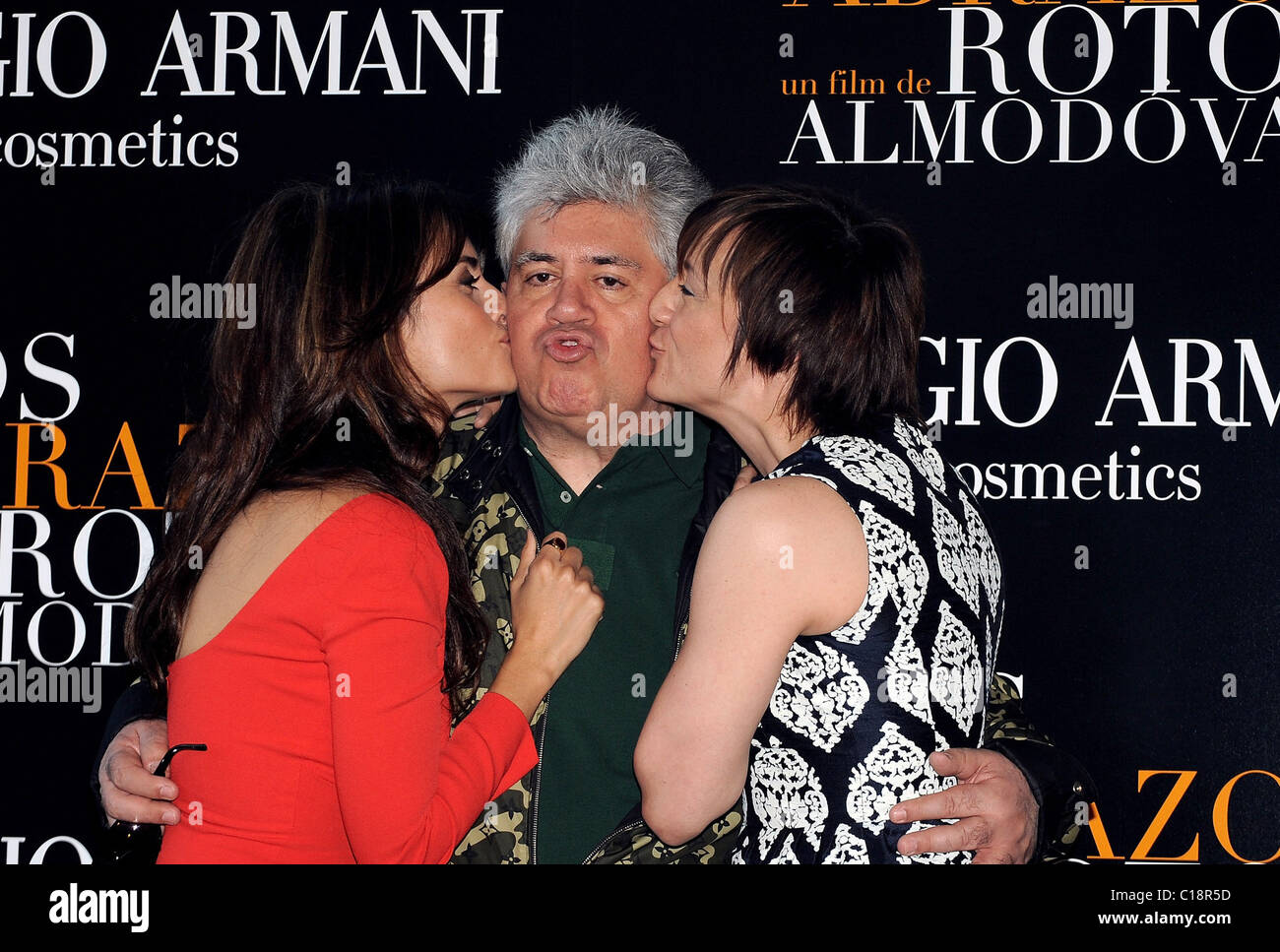 Penelope Cruz, Pedro Almodovar e blanca Portillo assiste il phototcall per 'Los abrazos rotos' (rotto abbraccia) tenutasi a Foto Stock