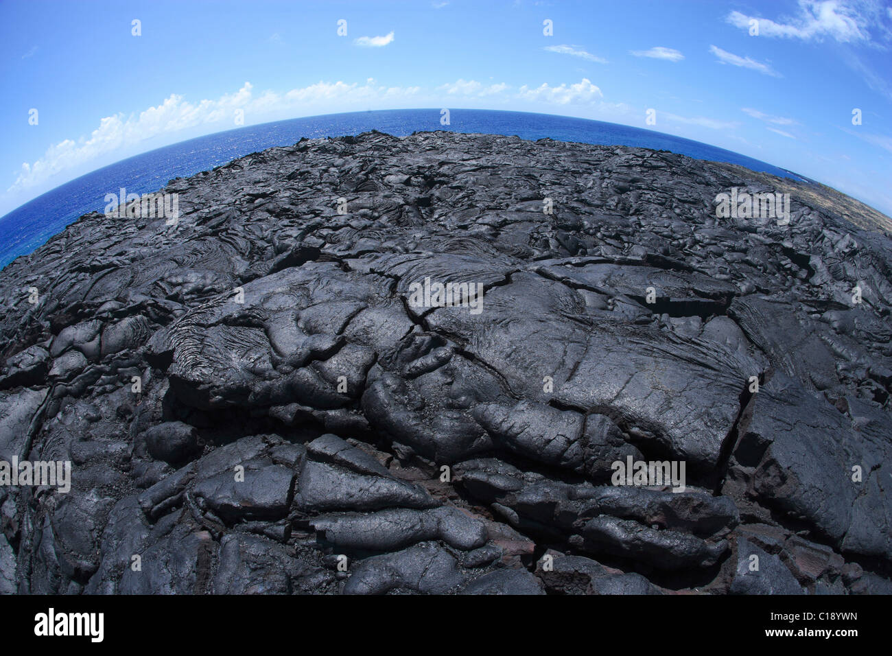 Lava raffreddata nel vulcano Park, sulla costa sud della Grande Isola, Hawaii, STATI UNITI D'AMERICA Foto Stock