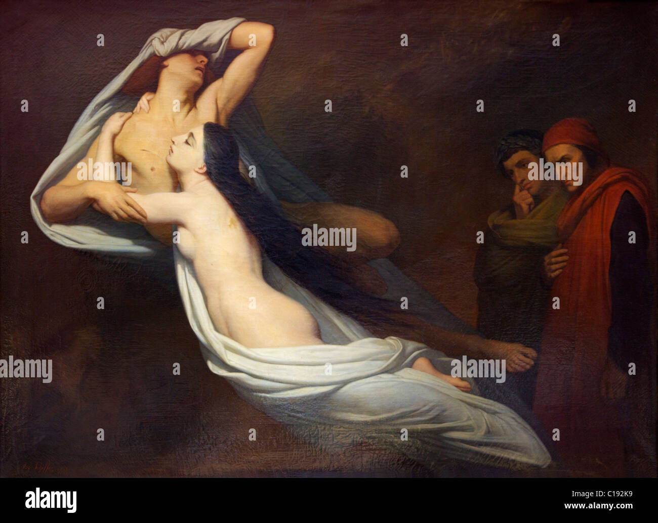Dante e Virgilio Francesca de Rimini e Paolo negli inferi Ary Scheffer 1855 Musee du Louvre Museum Parigi Francia Foto Stock
