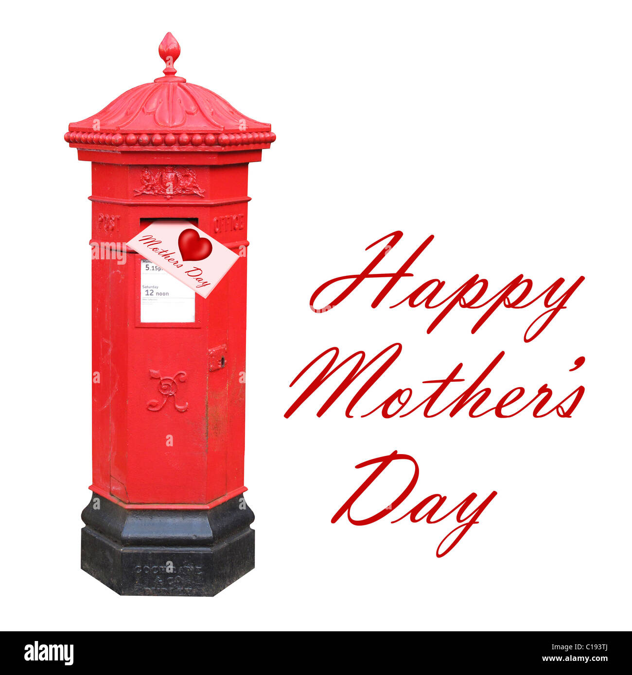 Giornata della madre card posted in stile vittoriano postbox Foto Stock