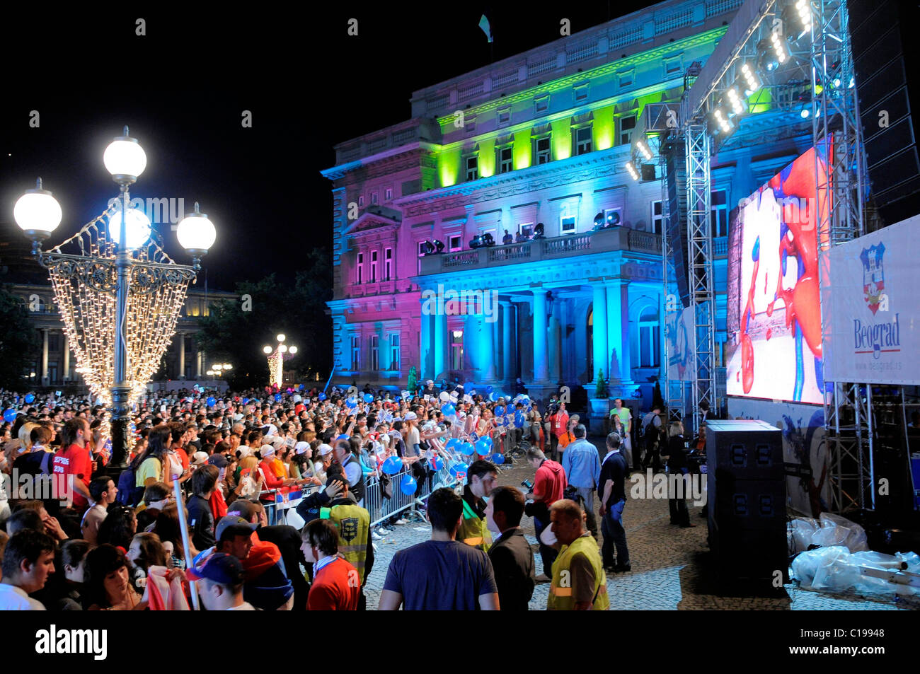 Comitato Concorso Eurovisione della Canzone finale, public viewing in, centro città, Belgrado, Serbia, Europa Foto Stock