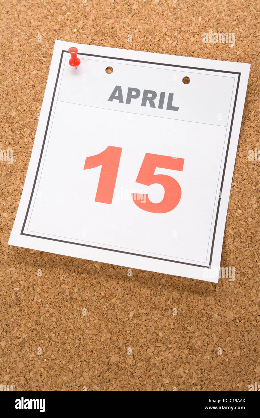 Imposta il giorno, data di calendario aprile 15 per lo sfondo Foto Stock
