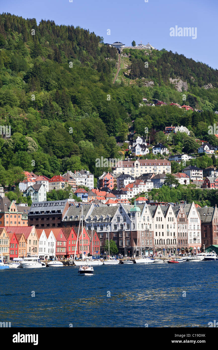 In estate la città di Bergen, Norvegia Foto Stock