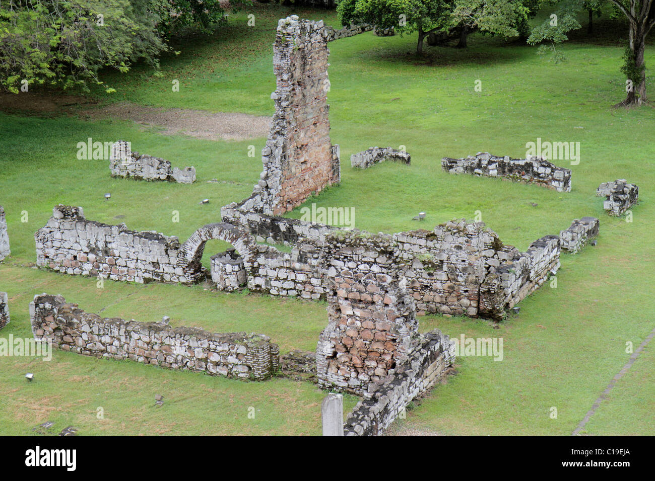 Panama,America Latina,America Centrale,Città di Panama,Viejo,Ruinas Panama la Vieja,rovine,colonial Spanish Settlement,Sito Patrimonio Mondiale,pietra,archeologia,preservat Foto Stock