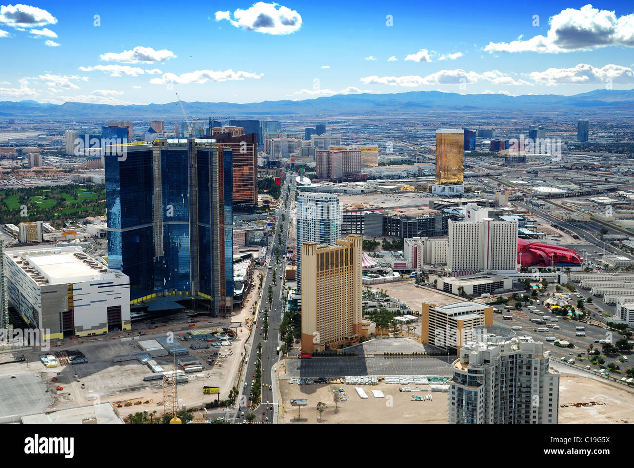 Las Vegas Skyline con alberghi sulla striscia. a Las Vegas, Nevada. Foto Stock