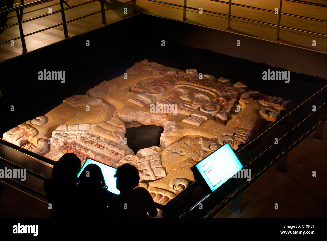 La scultura Tlaltecuhtli nel Museo Templo Mayor, Città del Messico Foto Stock