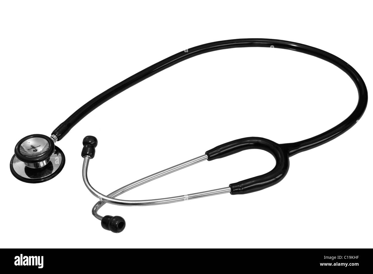 Medico Medico stetoscopio su sfondo bianco Foto Stock